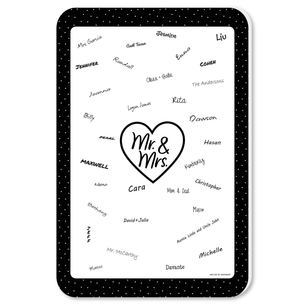 Big Dot of Happiness Mr. and Mrs. - Guest Book Sign - Black and White Wedding or Bridal Shower Guestbook Alternative - Signature Mat